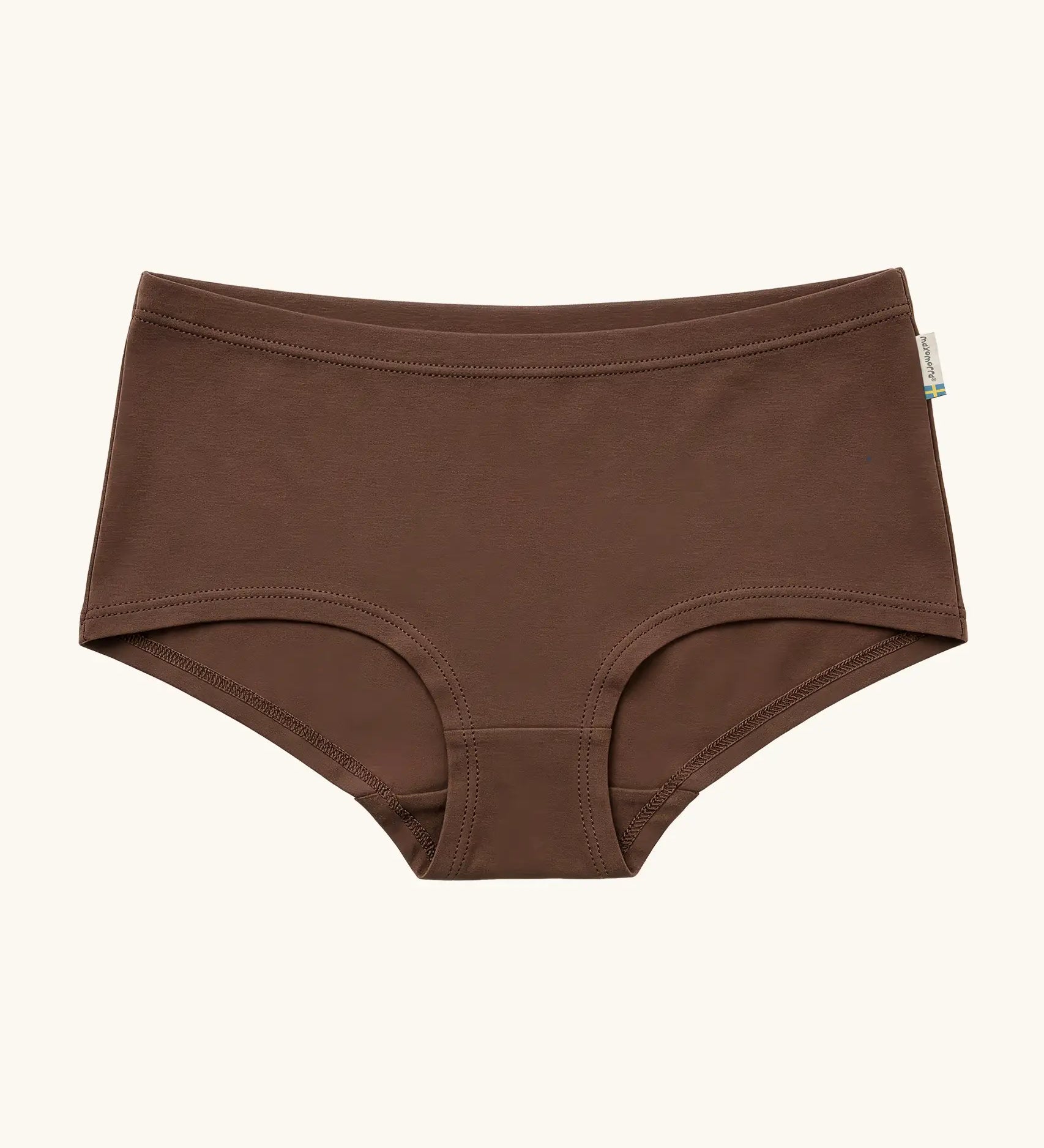 Maxomorra GOTS organic cotton women's brief hipster pants solid brown with an elasticated waist band