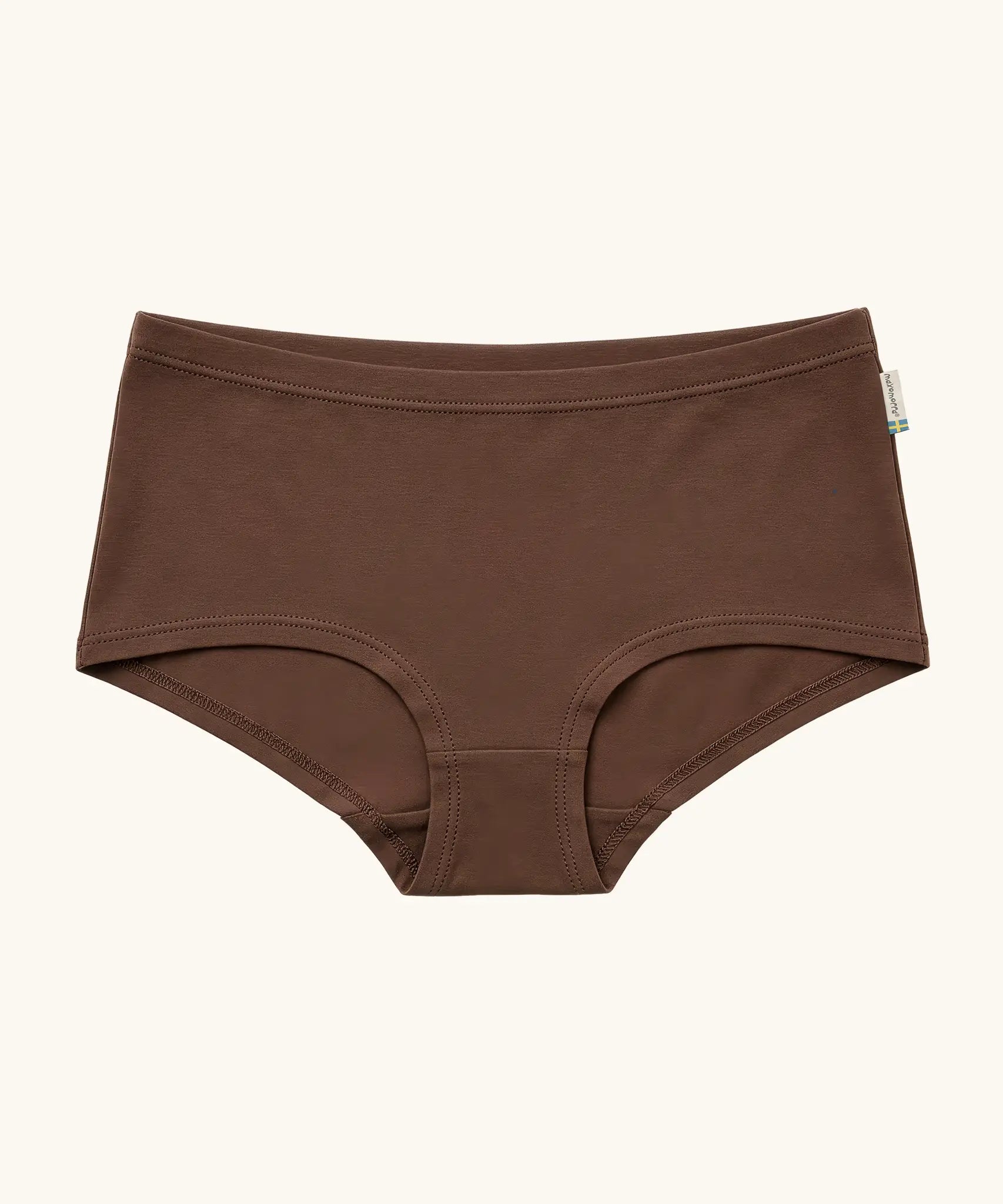 Maxomorra GOTS organic cotton women's brief hipster pants solid brown with an elasticated waist band
