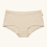 Maxomorra GOTS organic cotton women's brief hipster pants in a cream with an elasticated waist band