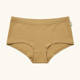 Maxomorra GOTS organic cotton women's brief hipster pants in mustard yellow with a elasticated waist band