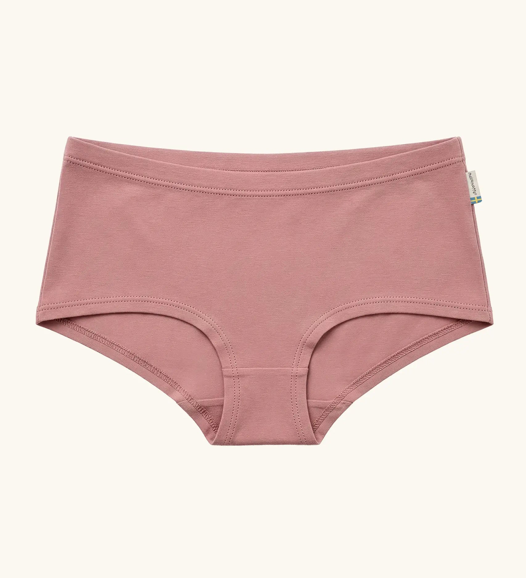 Maxomorra GOTS organic cotton women's brief hipster pants in solid pink with a elasticated waist band