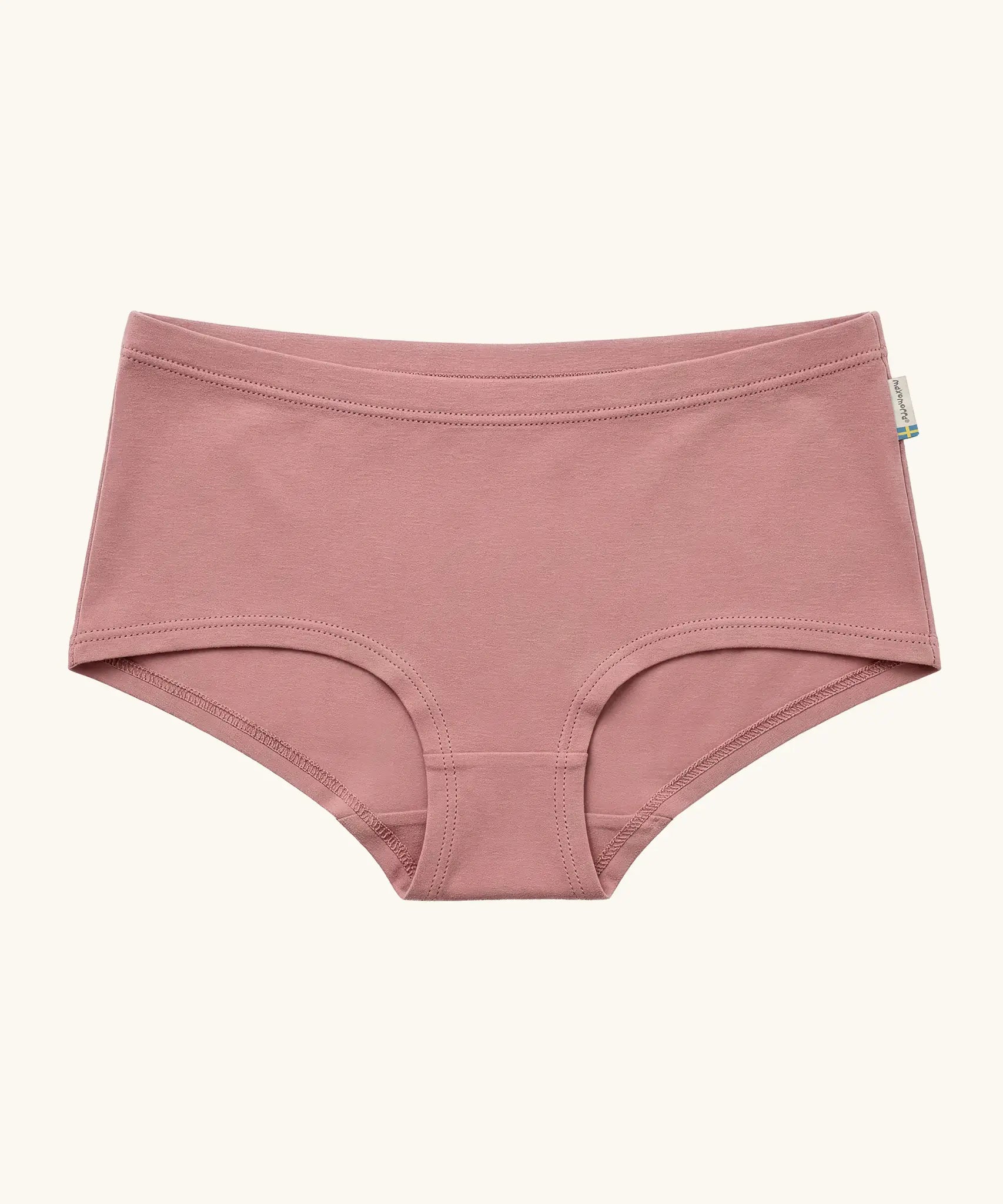 Maxomorra GOTS organic cotton women's brief hipster pants in solid pink with a elasticated waist band