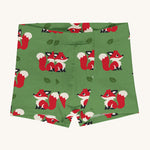Maxomorra Organic Cotton Fox Boxer Shorts in green fabric and fox print