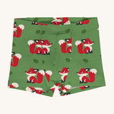 Maxomorra Organic Cotton Fox Boxer Shorts in green fabric and fox print