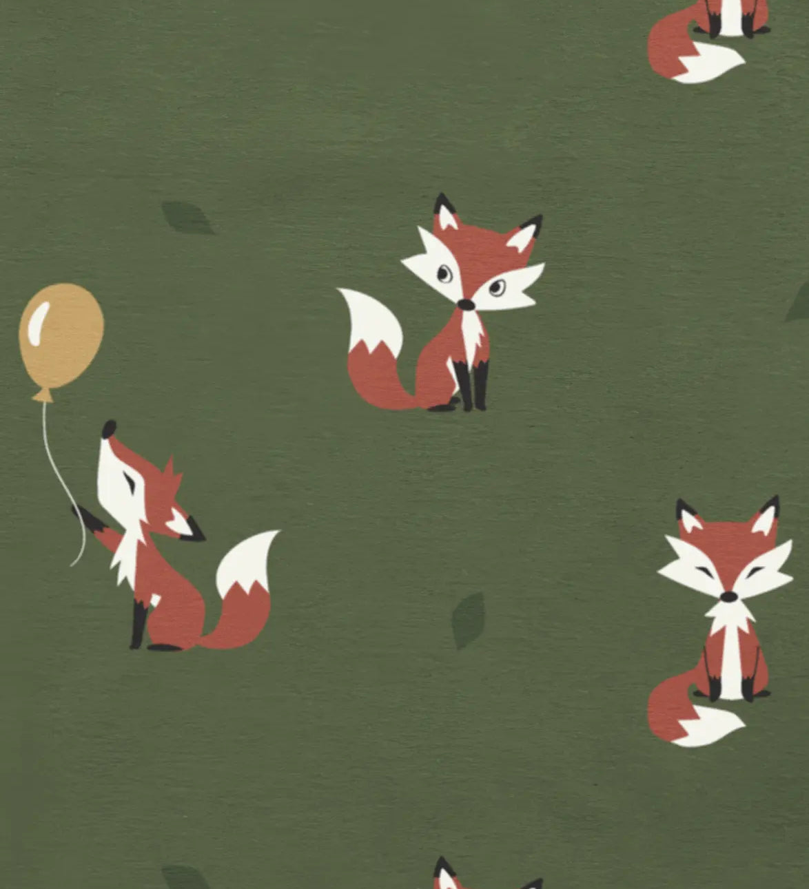 Maxomorra fox and balloon print in green, made from GOTS organic cotton.