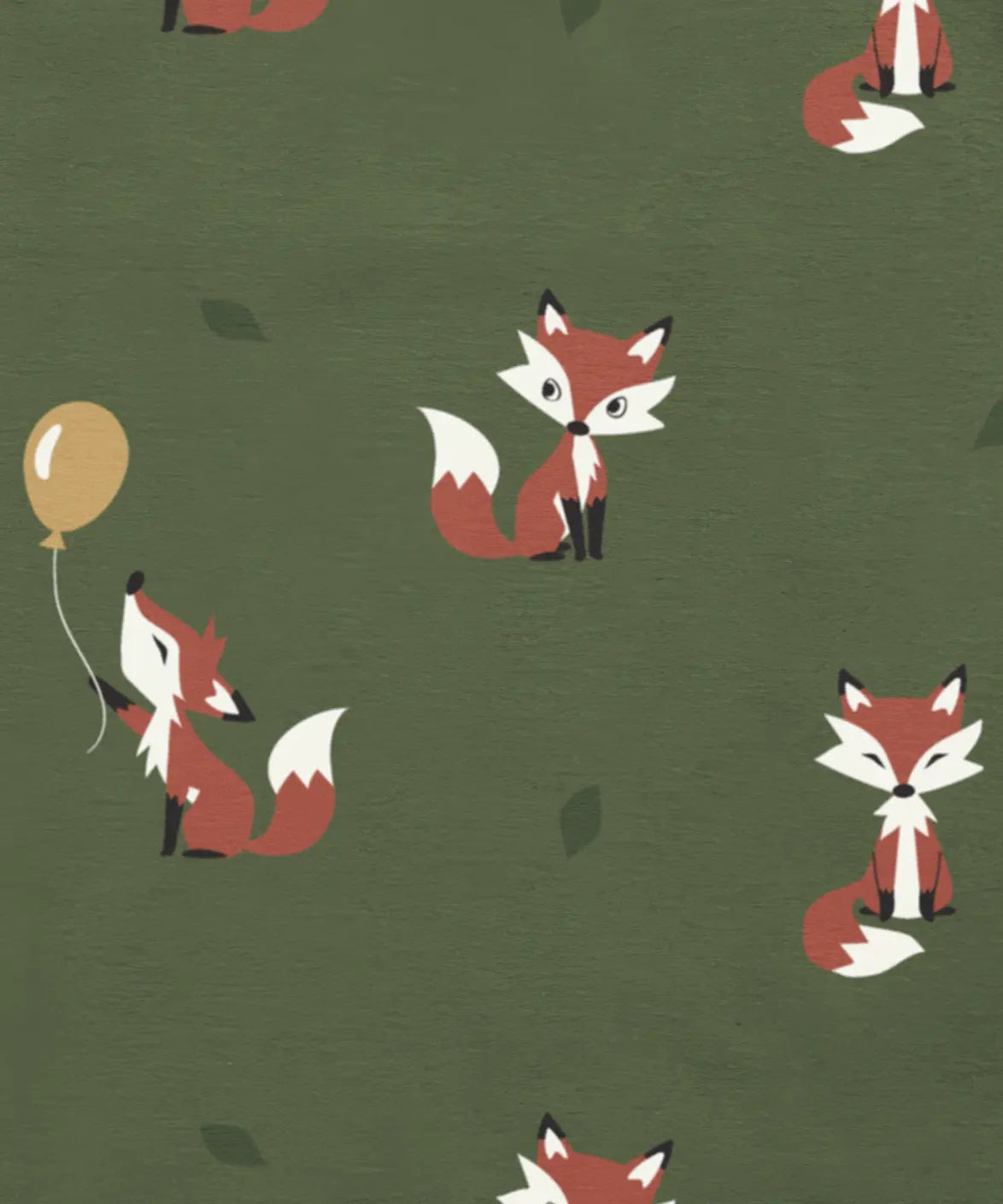 Maxomorra fox and balloon print in green, made from GOTS organic cotton.