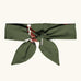 Maxomorra kids GOTS organic cotton hairband in green with a repeating cute fox print. Hairband is in a knot tie style 