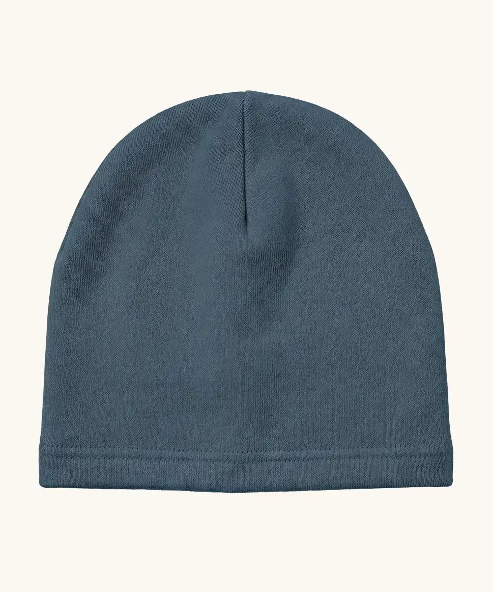 Maxomorra kids GOTS organic cotton jersey style hat in solid blue. 