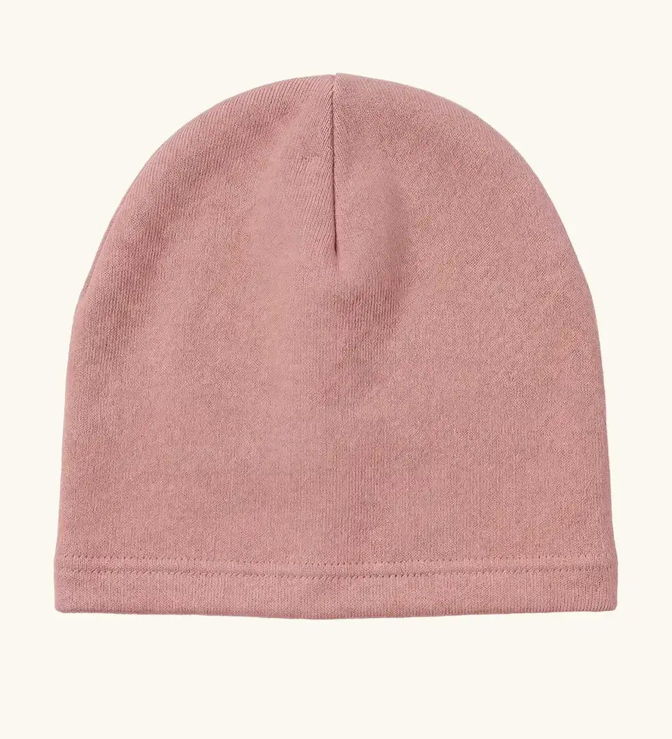 Maxomorra kids GOTS organic cotton jersey style hat in solid pink. 