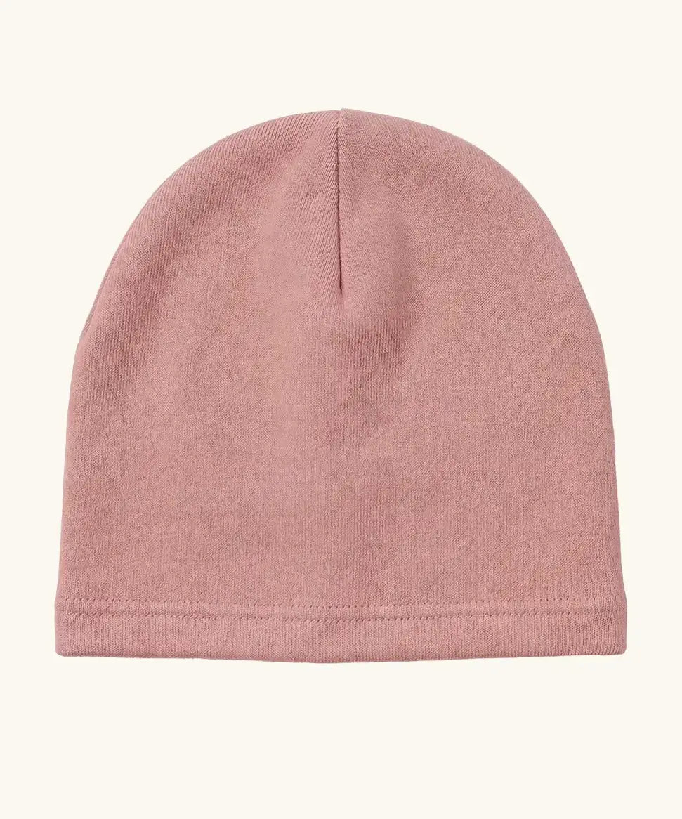 Maxomorra kids GOTS organic cotton jersey style hat in solid pink. 