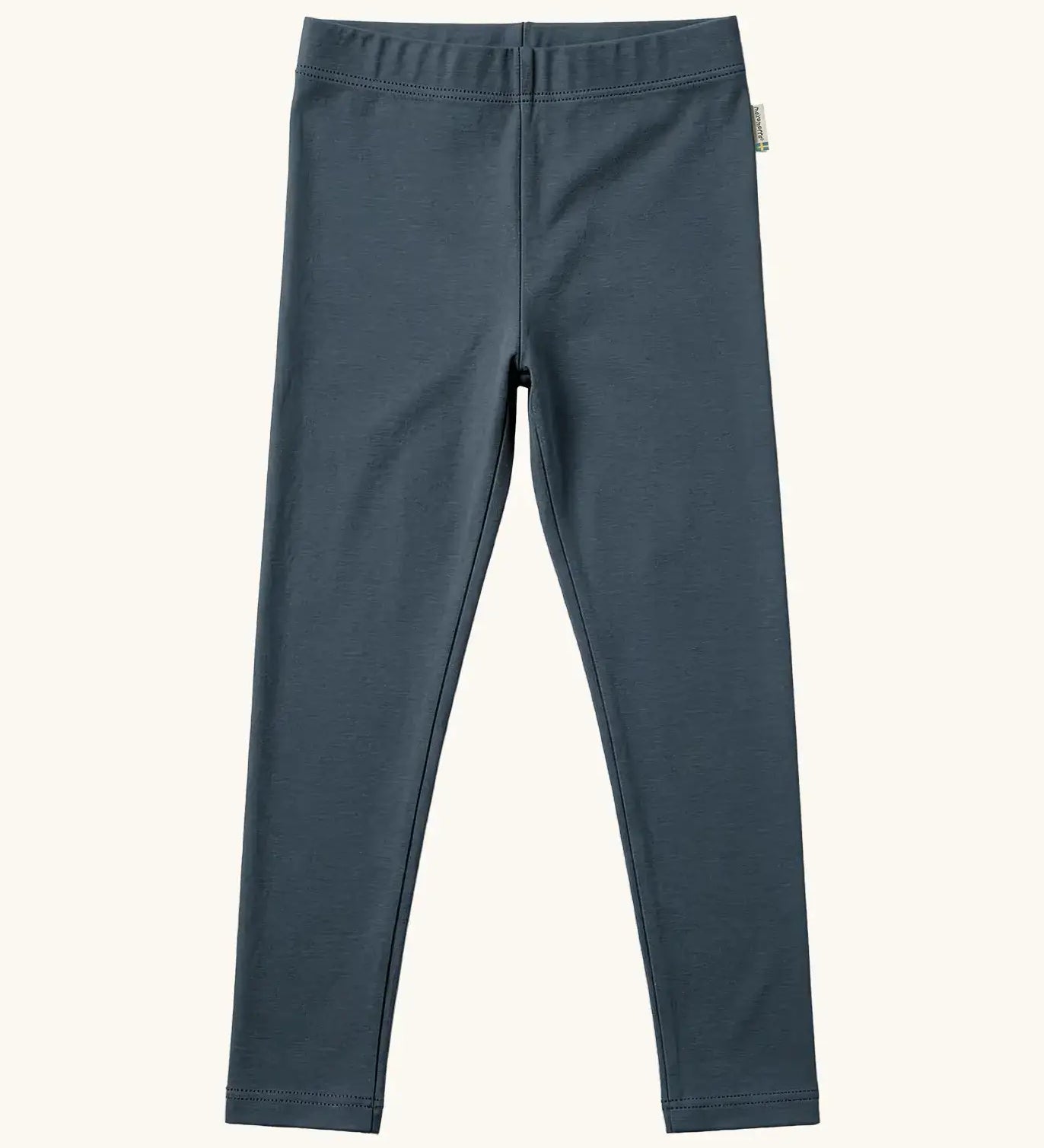 Maxomorra kids GOTS organic cotton leggings in navy with an elasticated waist band.