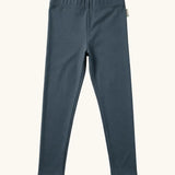 Maxomorra kids GOTS organic cotton leggings in navy with an elasticated waist band.