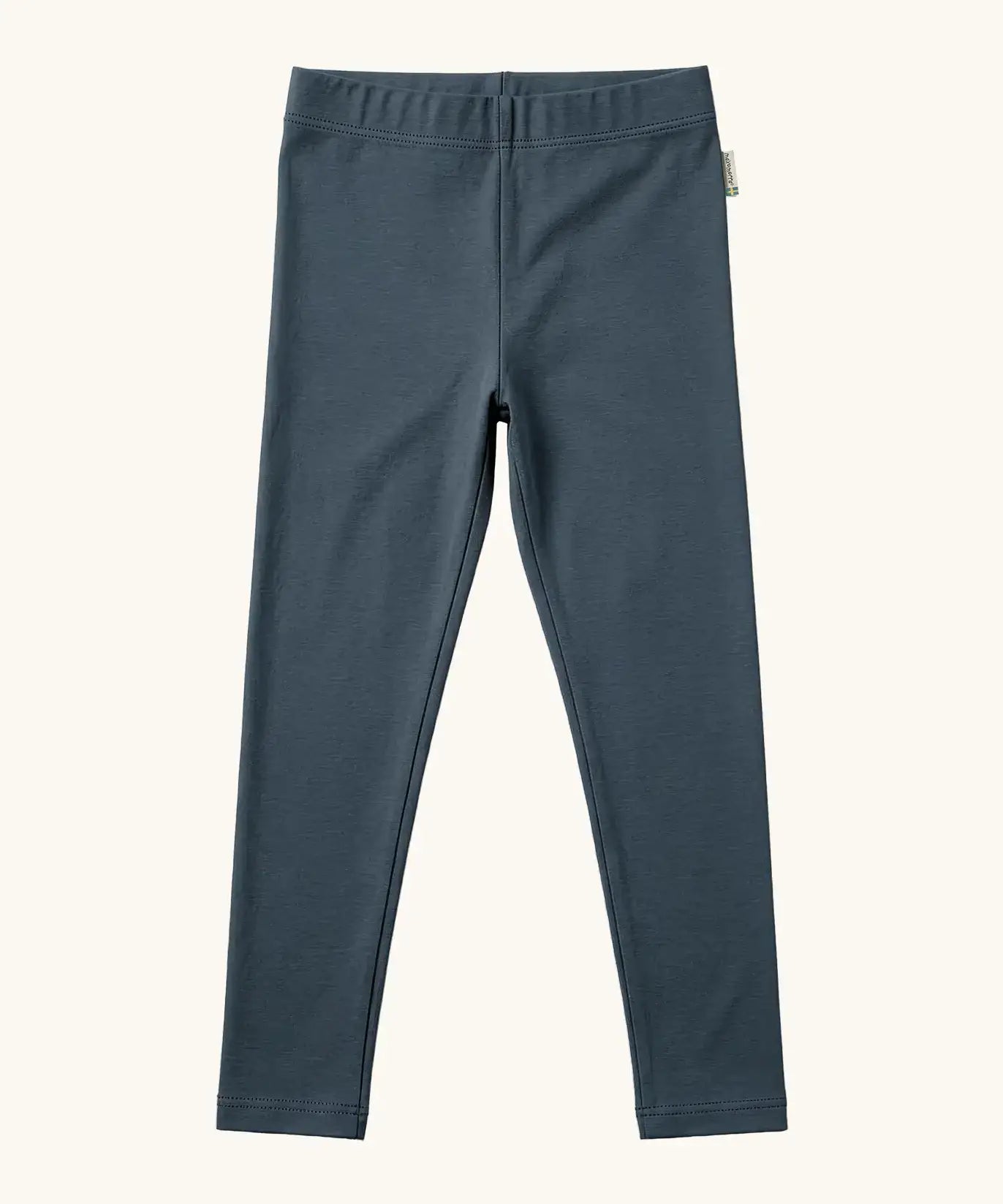 Maxomorra kids GOTS organic cotton leggings in navy with an elasticated waist band.