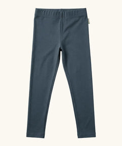 Maxomorra kids GOTS organic cotton leggings in navy with an elasticated waist band.