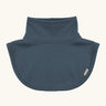 Maxomorra kids GOTS organic cotton jersey material neck warmer in navy with a stand up collar and curved panel for covering the upper chest
