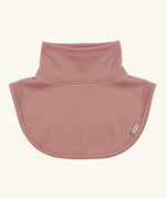 Maxomorra kids GOTS organic cotton jersey material neck warmer in solid pink with a stand up collar and curved panel for covering the upper chest