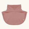 Maxomorra kids GOTS organic cotton jersey material neck warmer in solid pink with a stand up collar and curved panel for covering the upper chest