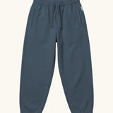 Maxomorra kids baggy sweat pants in navy, features a drawstring cord around the waist and side pockets