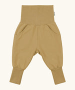 Maxomorra GOTS organic cotton waist sweat pants in mustard. Features a elasticated waist band leg cuffs and side pockets