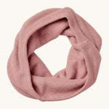 Maxomorra GOTS organic cotton sweat scarf tube in solid pink with a velour outer and soft fleece inner lining