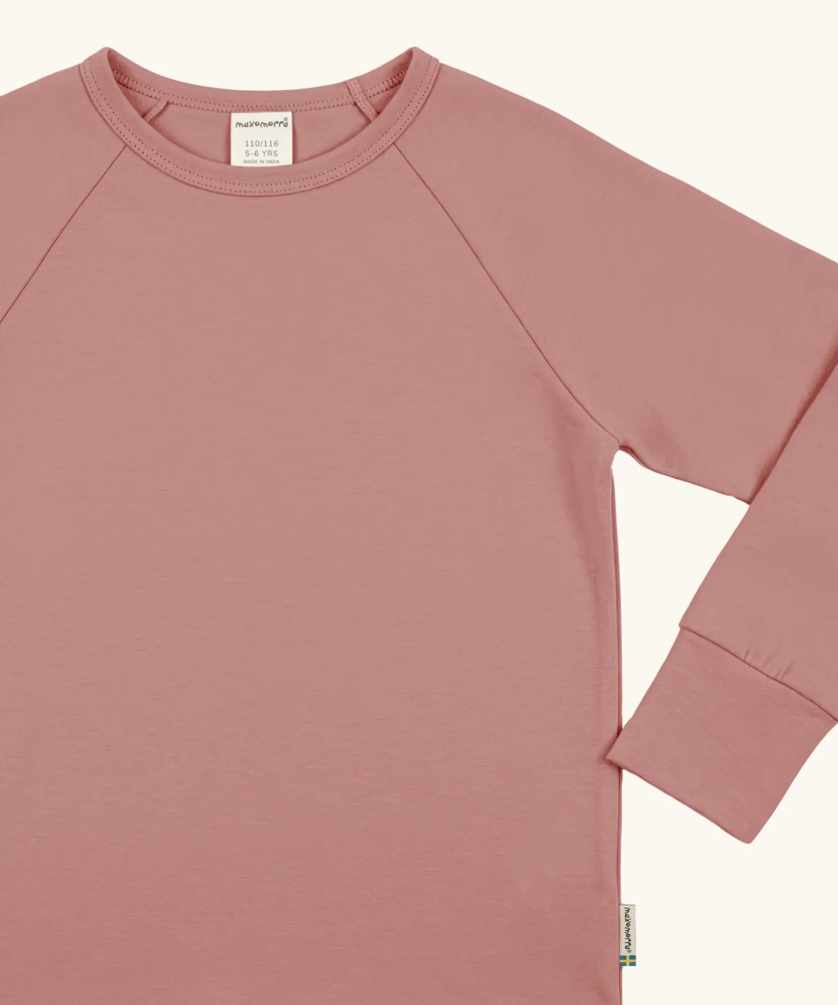 Maxomorra kids long sleeve top in pink, made from GOTS organic cotton.
