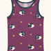 Maxomorra GOTS organic cotton kids tank top in purple with a cute repeating hedgehog print and navy trim