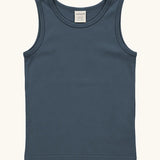 Maxomorra GOTS organic cotton kids tank top in solid blue 