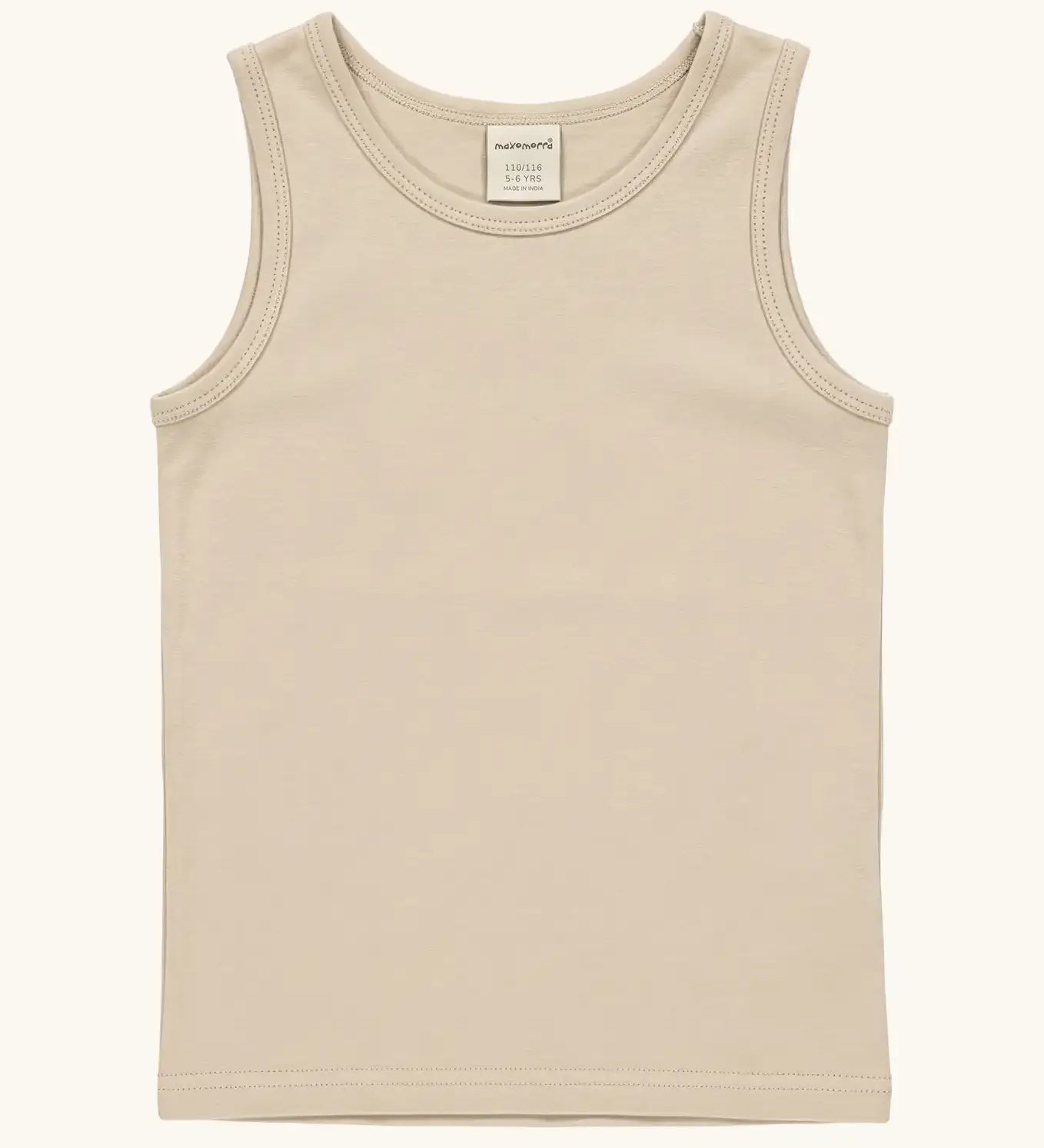 Maxomorra GOTS organic cotton kids tank top in solid cream 