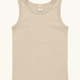 Maxomorra GOTS organic cotton kids tank top in solid cream 