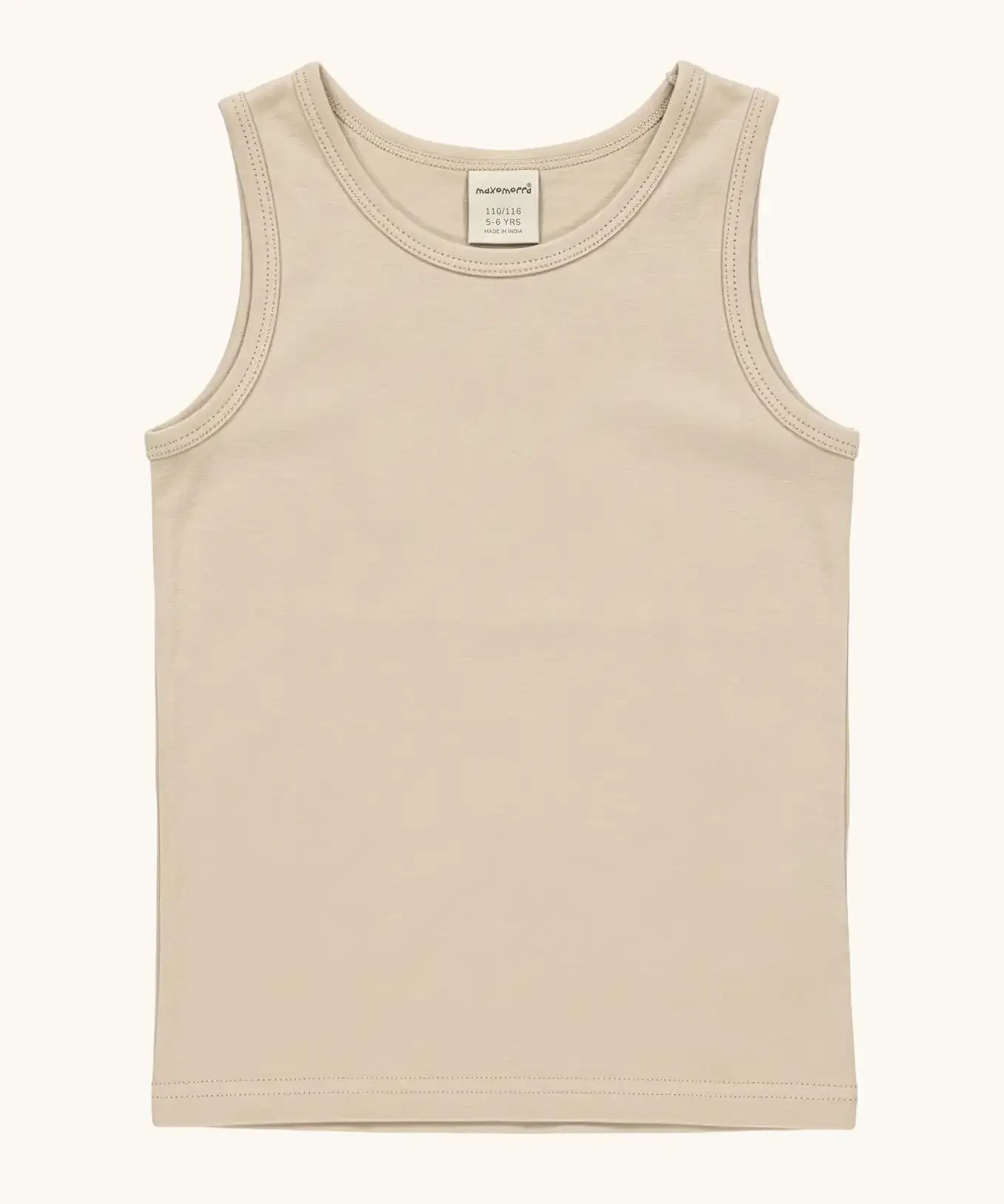 Maxomorra GOTS organic cotton kids tank top in solid cream 