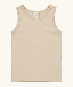 Maxomorra GOTS organic cotton kids tank top in solid cream 