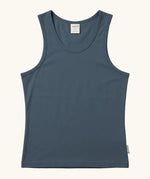 Maxomorra GOTS organic cotton women's tank top in solid blue.