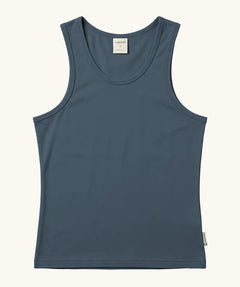 Maxomorra GOTS organic cotton women's tank top in solid blue.