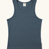 Maxomorra GOTS organic cotton women's tank top in solid blue.