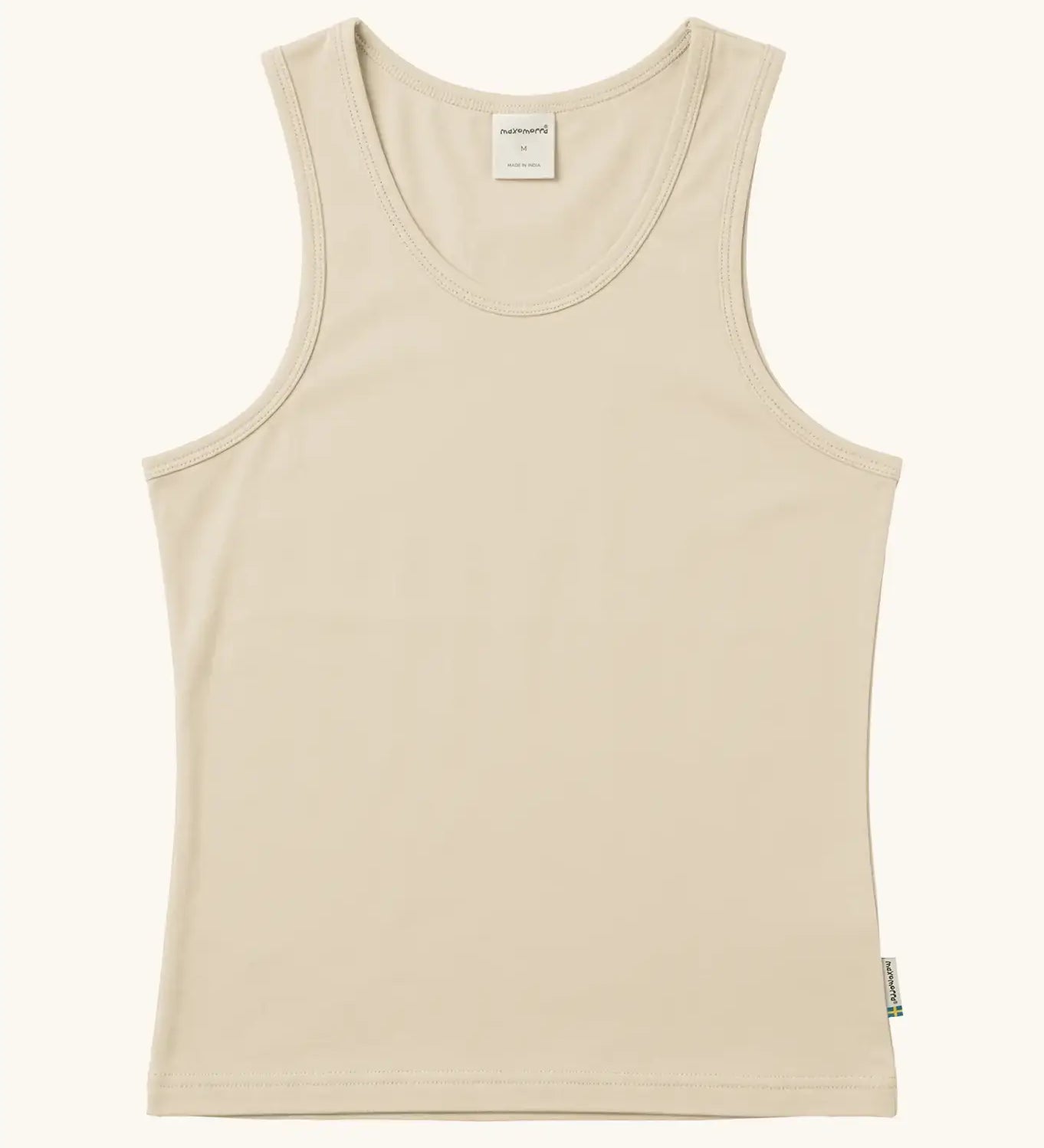Maxomorra GOTS organic cotton women's tank top in solid cream.