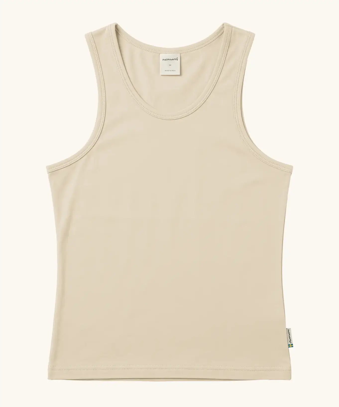 Maxomorra GOTS organic cotton women's tank top in solid cream.