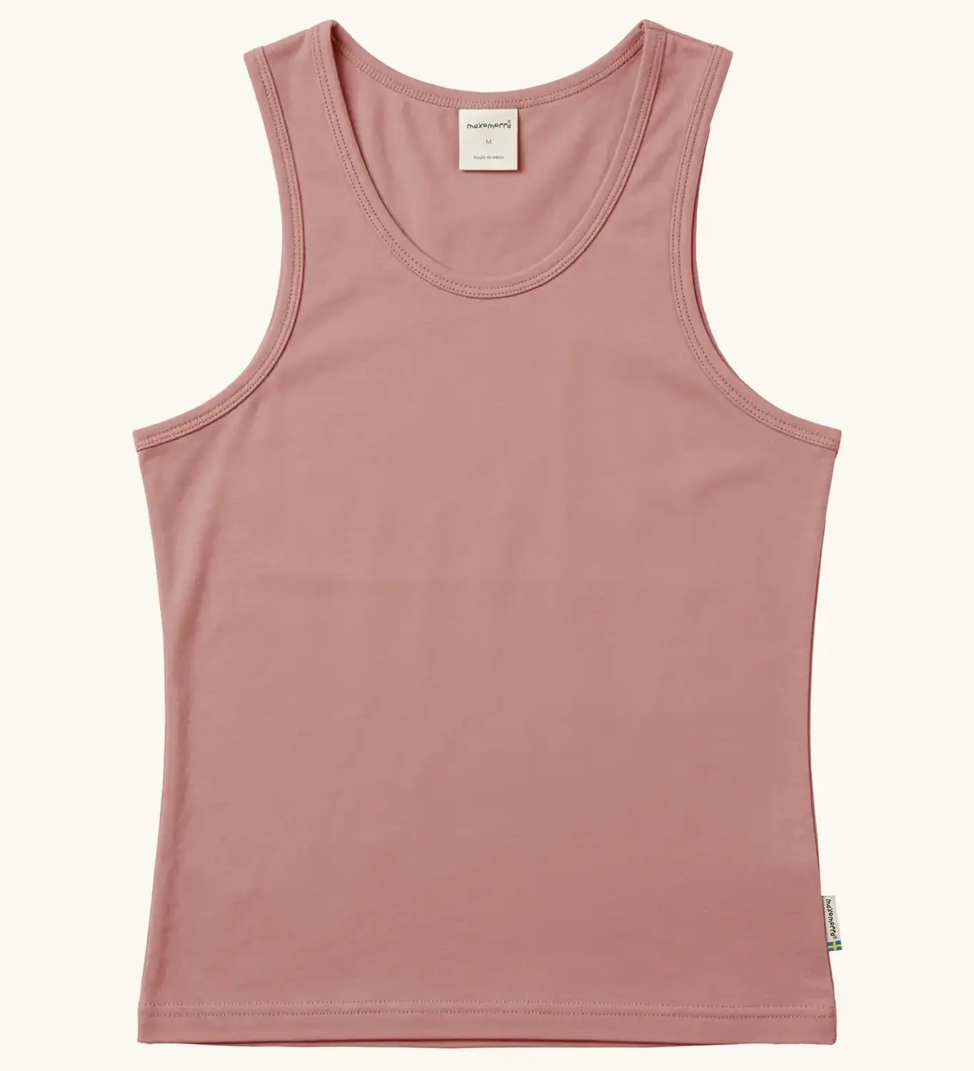 Maxomorra GOTS organic cotton women's tank top in solid pink.