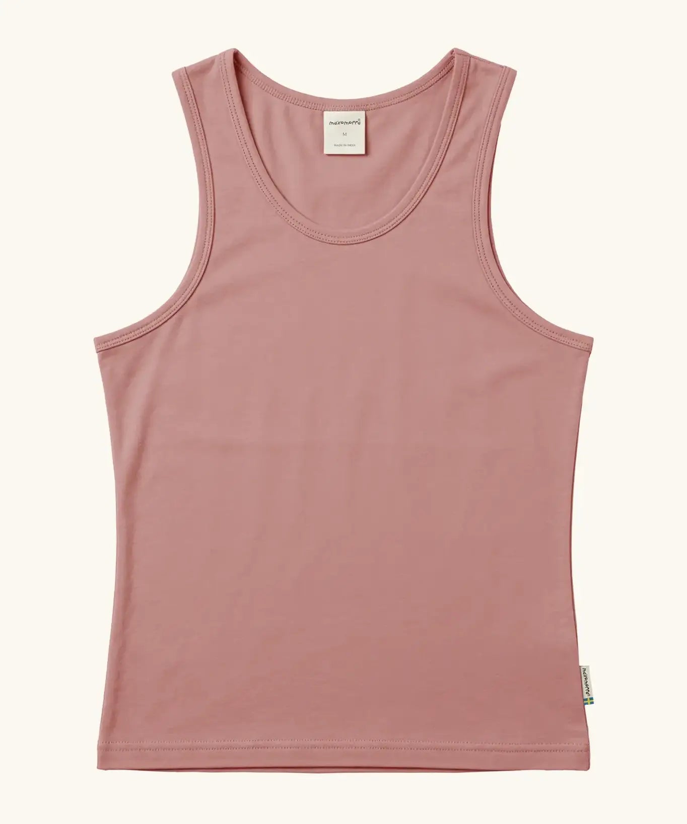 Maxomorra GOTS organic cotton women's tank top in solid pink.