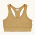 Maxomorra GOTS organic cotton comfort top in mustard. A cropped vest with an elasticated under band