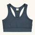 Maxomorra GOTS organic cotton comfort top in solid blue. A cropped vest with an elasticated under band