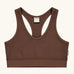 Maxomorra GOTS organic cotton comfort top in solid brown. A cropped vest with an elasticated under band