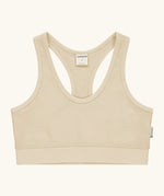 Maxomorra GOTS organic cotton comfort top in cream. A cropped vest with an elasticated under band