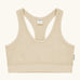 Maxomorra GOTS organic cotton comfort top in cream. A cropped vest with an elasticated under band