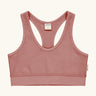 Maxomorra GOTS organic cotton comfort top in solid pink. A cropped vest with an elasticated under band