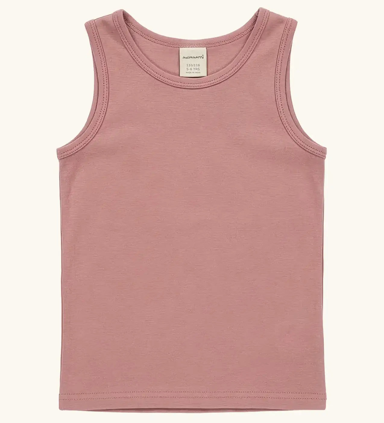 Maxomorra GOTS organic cotton kids tank top in solid pink 