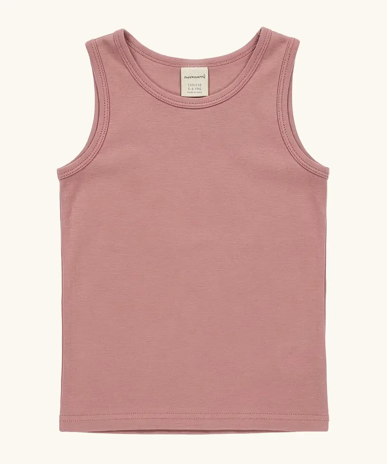 Maxomorra GOTS organic cotton kids tank top in solid pink 