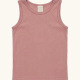 Maxomorra GOTS organic cotton kids tank top in solid pink 