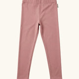 Maxomorra kids GOTS organic cotton leggings in solid pink with an elasticated waist band.