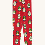 Maxomorra Swedish Santa Leggings on a plain background. 