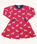 Maxomorra Unicorn Long Sleeve Circle Dress on a plain background.
